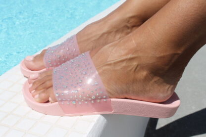 Woman's Slippers Plastic with Rhinestones