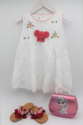 Παιδικό Λευκό Βαμβακερό Φόρεμα