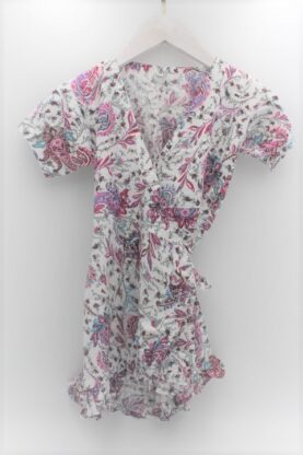 Robe de Fille Blanche avec Imprimé Floral
