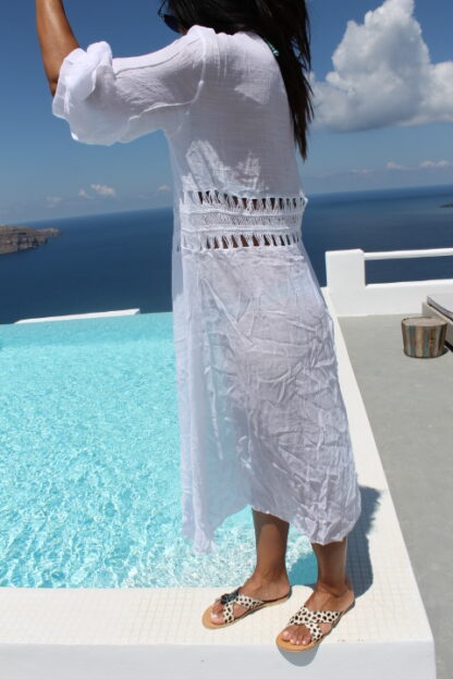 Caftan en Blanc avec Corde Femme